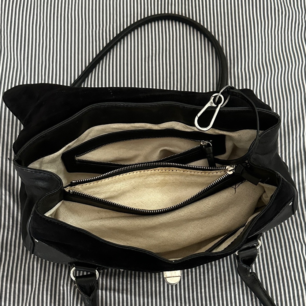 Michael Kors Black Leather Satchel with Silver Accents - Picture 10 of 16
